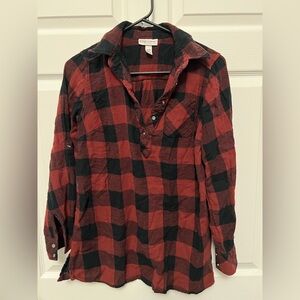 Liz Lange Red and Black Plaid Maternity Shirt